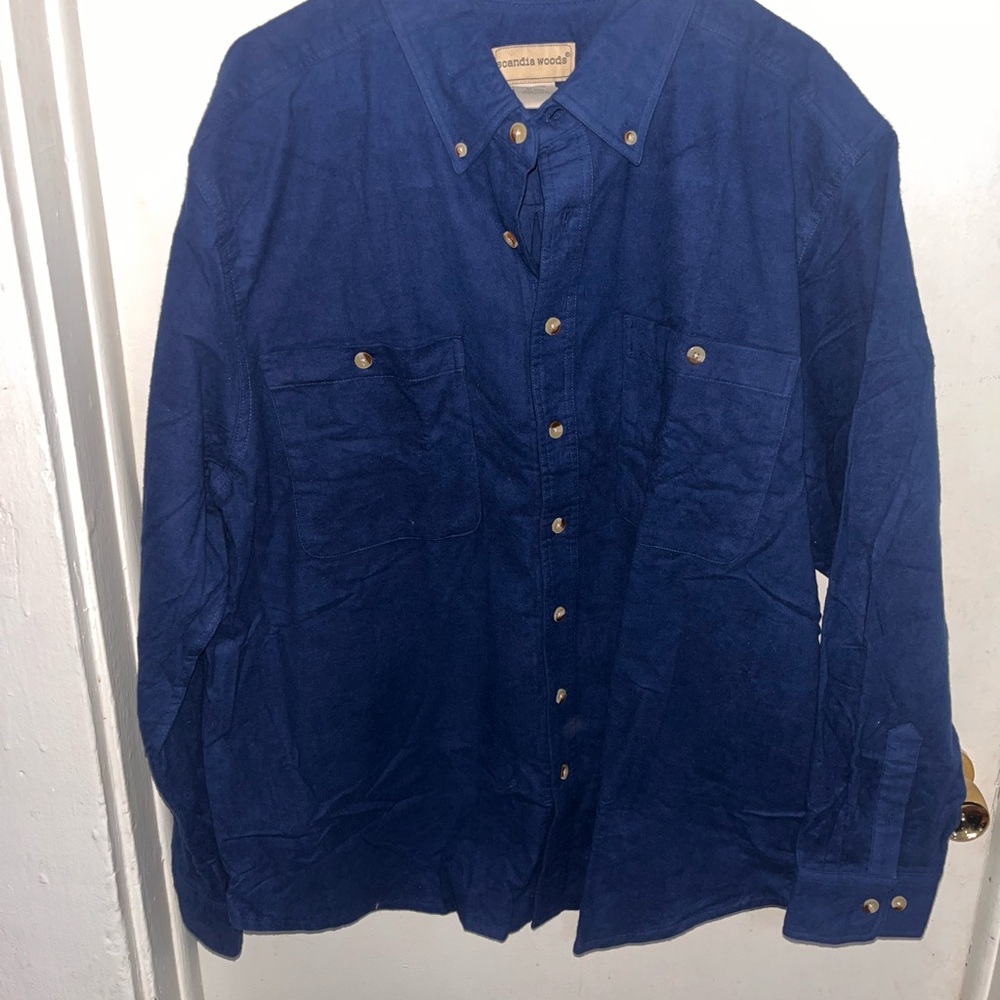 Men's Casual Blue Button-Down Shirt by Roundtree & Yorke